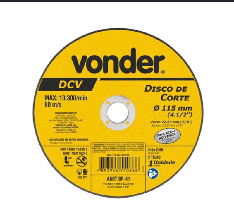 Disco de Corte Ultra Fino Super Corte da VONDER para Aço/Inox