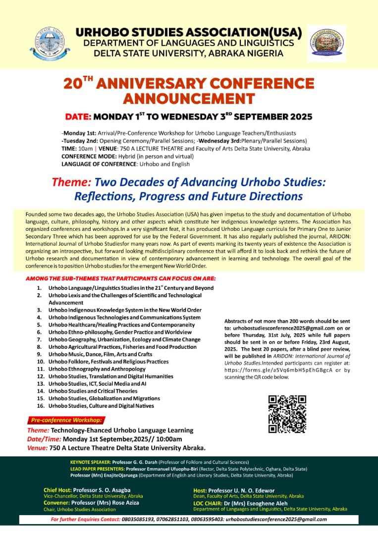 20th Anniversary Conference of the Urhobo Studies Association 