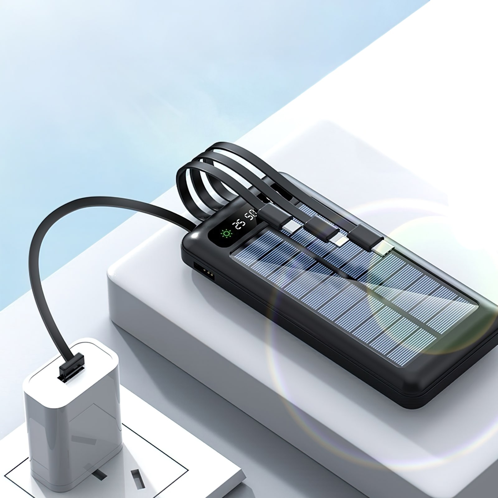 KR9190 • סולארי מטען נייד עם פאנל סולארי - תמונה 6