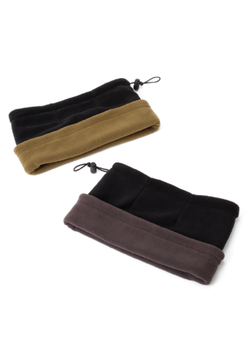 חם צוואר דו צדדי 100% פוליאסטר עם שרוך ואבזםשחור/ירוק זית - תמונה 2