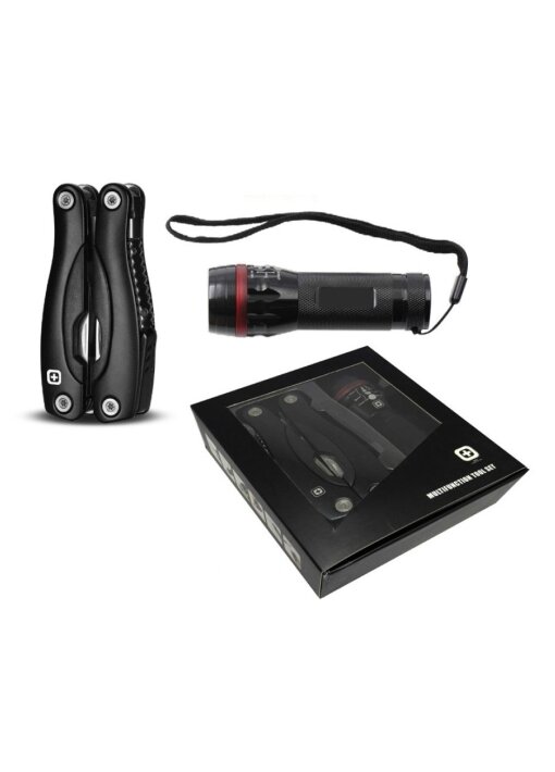 סט לדרמן ופנס יוקרתי POLOSWISS +פאוצ' באריזת מתנה