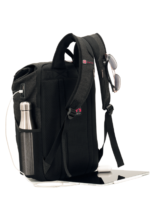 תיק גב למחשב POLOSWISS רול-אפ פטנט תא מתרחב עליון - תמונה 5