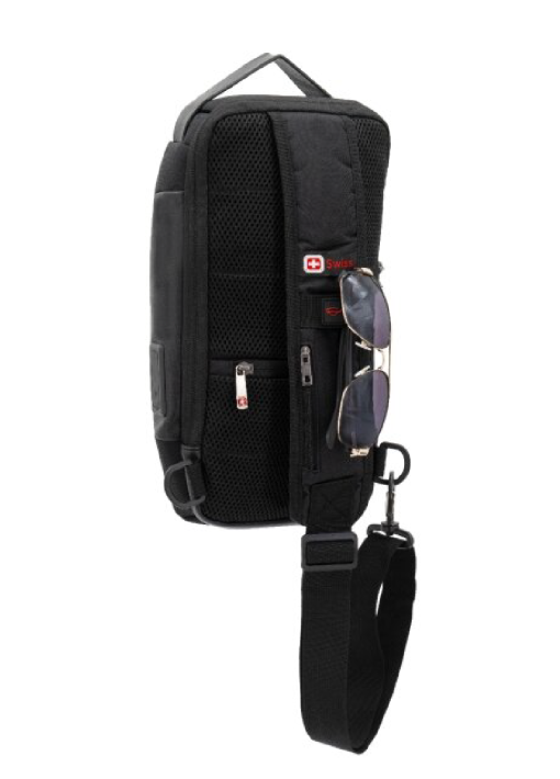 תיק צד POLOSWISS נגד גנבות עמיד במים עם מנעול וכבל טעינה - תמונה 5