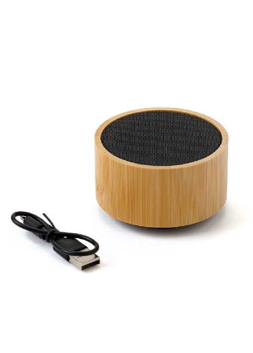 רמקול בלוטוס עגול אקולוגי מעוצב בשילוב במבוק  3W עוצמתי - תמונה 2