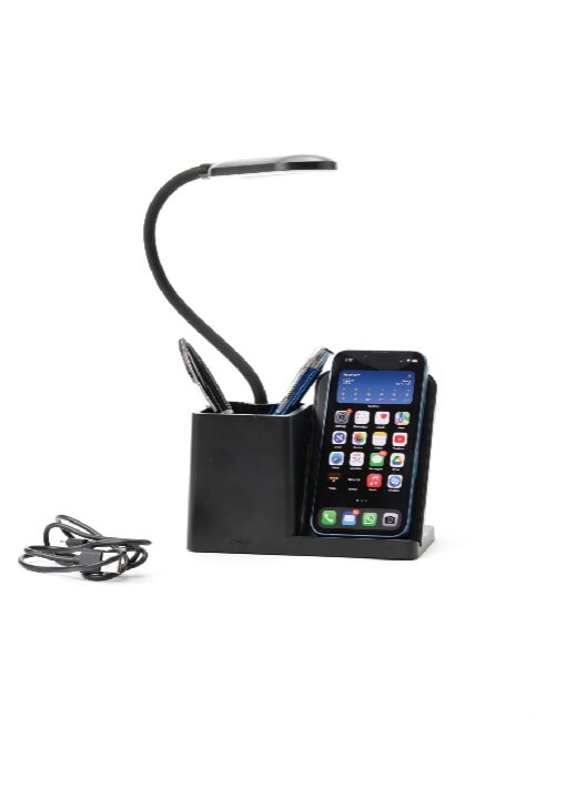 מנורת לד עם חיישן,משטח טעינה אלחוטי 15w עם כוס רחבה למכשירי כתיבה - תמונה 2