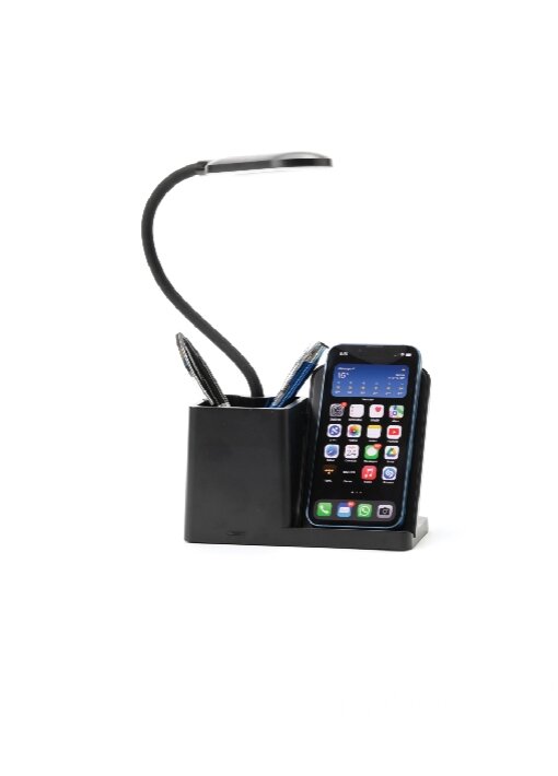 מנורת לד עם חיישן,משטח טעינה אלחוטי 15w עם כוס רחבה למכשירי כתיבה - תמונה 3