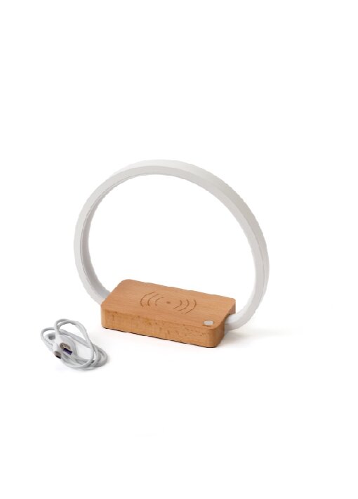 מנורת שולחן יוקרתית במבוק/מתכת עם משטח טעינה אלחוטי 15W - תמונה 5