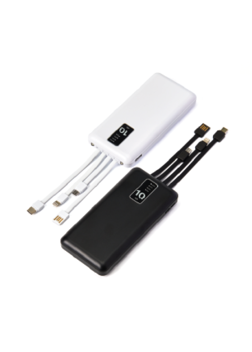 פאור בנק/ מטען צג דיגיטלי מטען 10000MAH+כבלים מובנים - תמונה 3