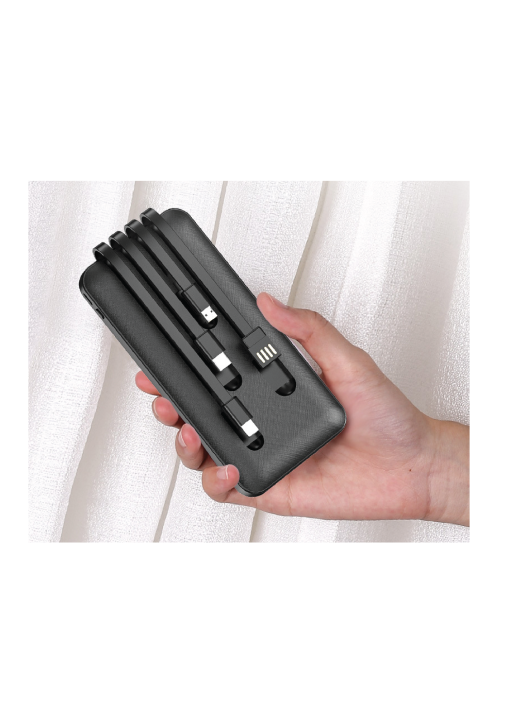 פאור בנק/ מטען צג דיגיטלי מטען 10000MAH+כבלים מובנים - תמונה 6