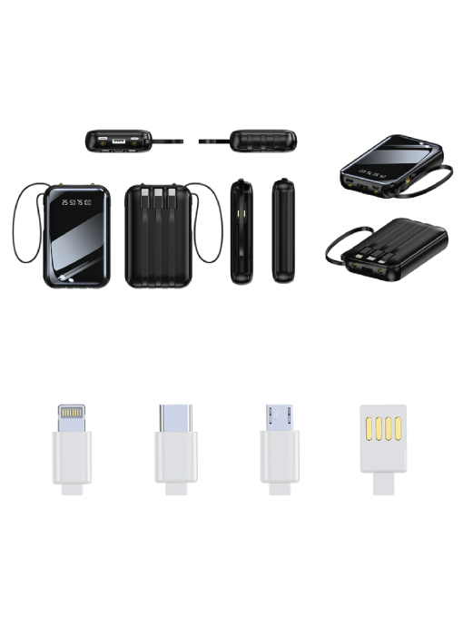 פאוור בנק/ מטען צג דיגיטלי 10,000MAH מיני כולל כבלים מתאמים - תמונה 6