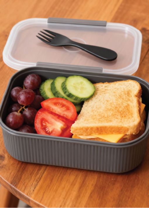 קופסת אוכל מחולקת עם מזלג-כפית - תמונה 3