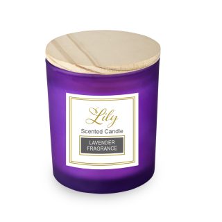 נר ריחני בכוס זכוכית עם מכסה במבוק – לילי - תמונה 4