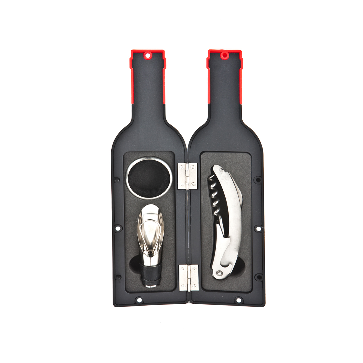 מארז אביזרי יין במעמד בצורת בקבוק- מרלו - תמונה 2