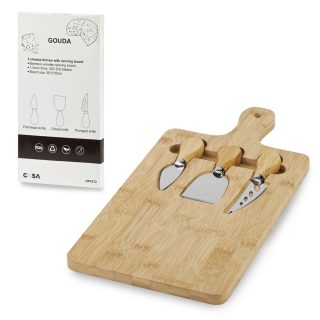 מגש עץ ו-3 סכיני גבינה- Gouda - תמונה 5