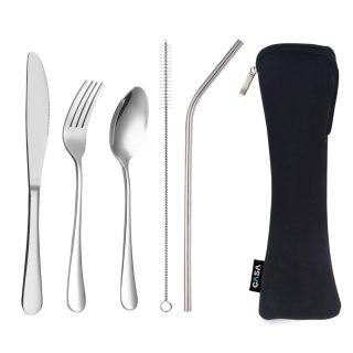 סט סכו"ם אישי מנירוסטה,  קש ומברשת ניקוי – דלפי - תמונה 3