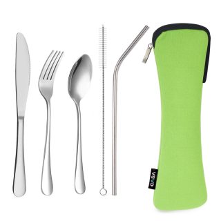 סט סכו"ם אישי מנירוסטה,  קש ומברשת ניקוי – דלפי - תמונה 4