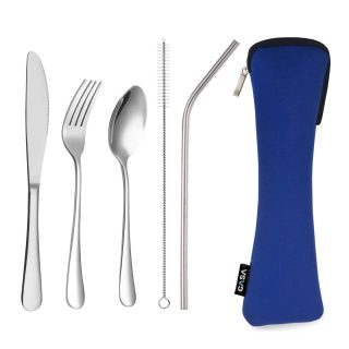 סט סכו"ם אישי מנירוסטה,  קש ומברשת ניקוי – דלפי - תמונה 5