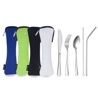 סט סכו"ם אישי מנירוסטה,  קש ומברשת ניקוי – דלפי - תמונה 7