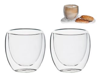 זוג כוסות זכוכית, דופן כפולה, 250 מ"ל – רומא