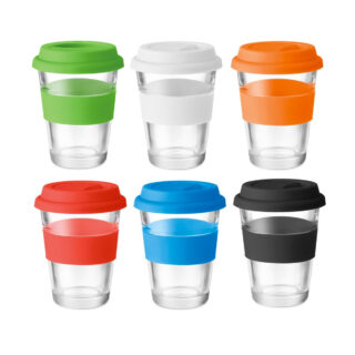 כוס שתיה מזכוכית עם מכסה סיליקון  330 מ”ל – אקו - תמונה 9