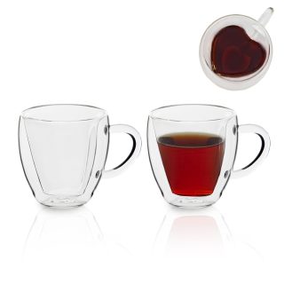 זוג כוסות דופן כפולה בצורת לב, 250 מ"ל – וולנטינו