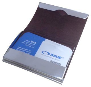 קופסה לכרטיסי ביקור מתכת ודמוי עור – ברק