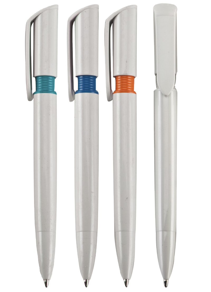 עט כדורי, גוף לבן וצבעוני – S40 לבן - תמונה 2