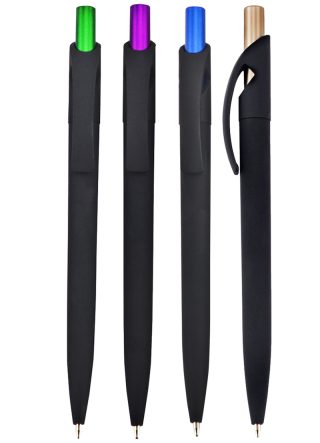 עט ג'ל, גוף פלסטיק, גימור גומי, לחצן מטלי צבעוני – לואיז בלק