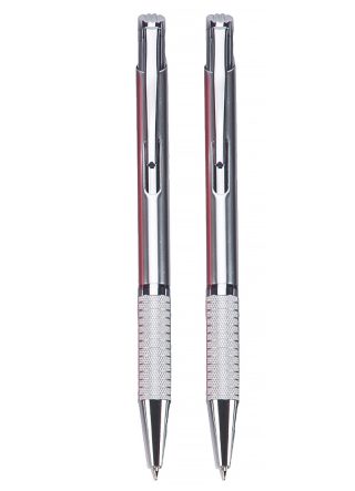 עט כדורי ועיפרון מכני  גוף מתכת – סט כסיף