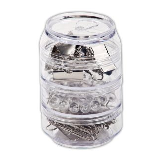 מעמד שולחני בצורת חבית לאטבים לחצנים ונעצים – Clip It - תמונה 3