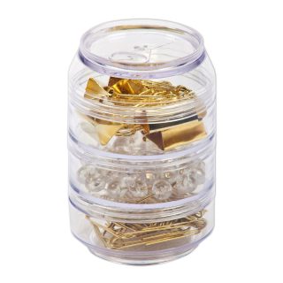 מעמד שולחני בצורת חבית לאטבים לחצנים ונעצים – Clip It - תמונה 5