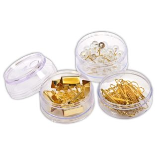 מעמד שולחני בצורת חבית לאטבים לחצנים ונעצים – Clip It - תמונה 6