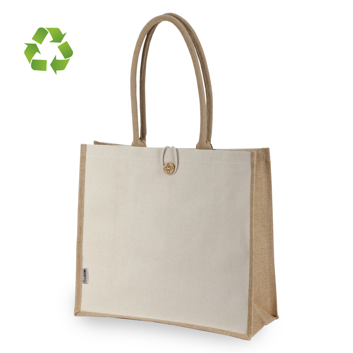 תיק יוטה בשילוב קנווס – מניפור - תמונה 2