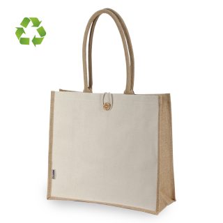 תיק יוטה בשילוב קנווס – מניפור - תמונה 3