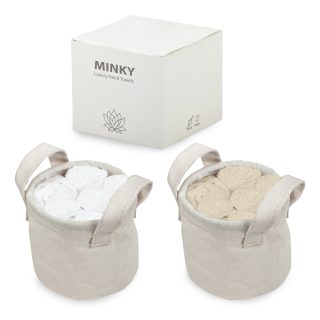 סט 6 מגבות ידיים בתיק קנווס – מינקי