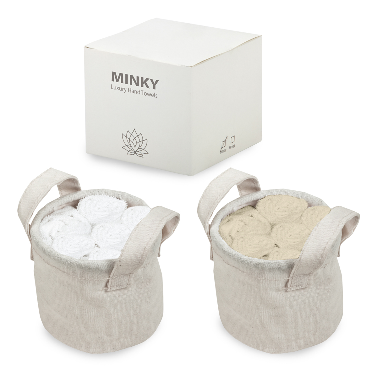 סט 6 מגבות ידיים בתיק קנווס – מינקי - תמונה 2