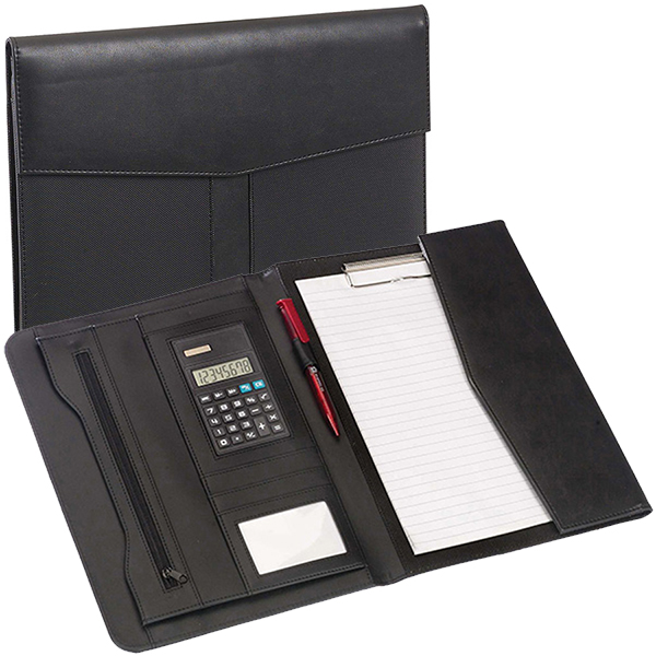 "פורום" מכתבית כריכת PU דמוי עור A4 עם מחשבון