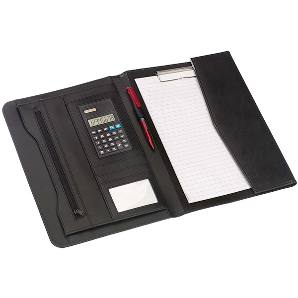 "פורום" מכתבית כריכת PU דמוי עור A4 עם מחשבון - תמונה 2