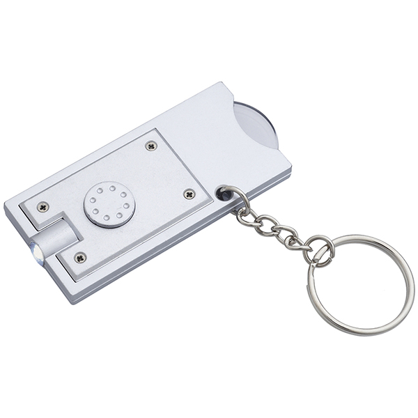 מחזיק מפתחות לד עם מטבע פלסטיק לעגלות - תמונה 2