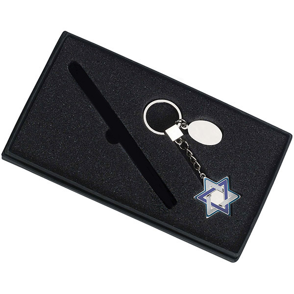 מארז מחזיק מפתחות מגן דוד / לוחית + מקום לעט - תמונה 2