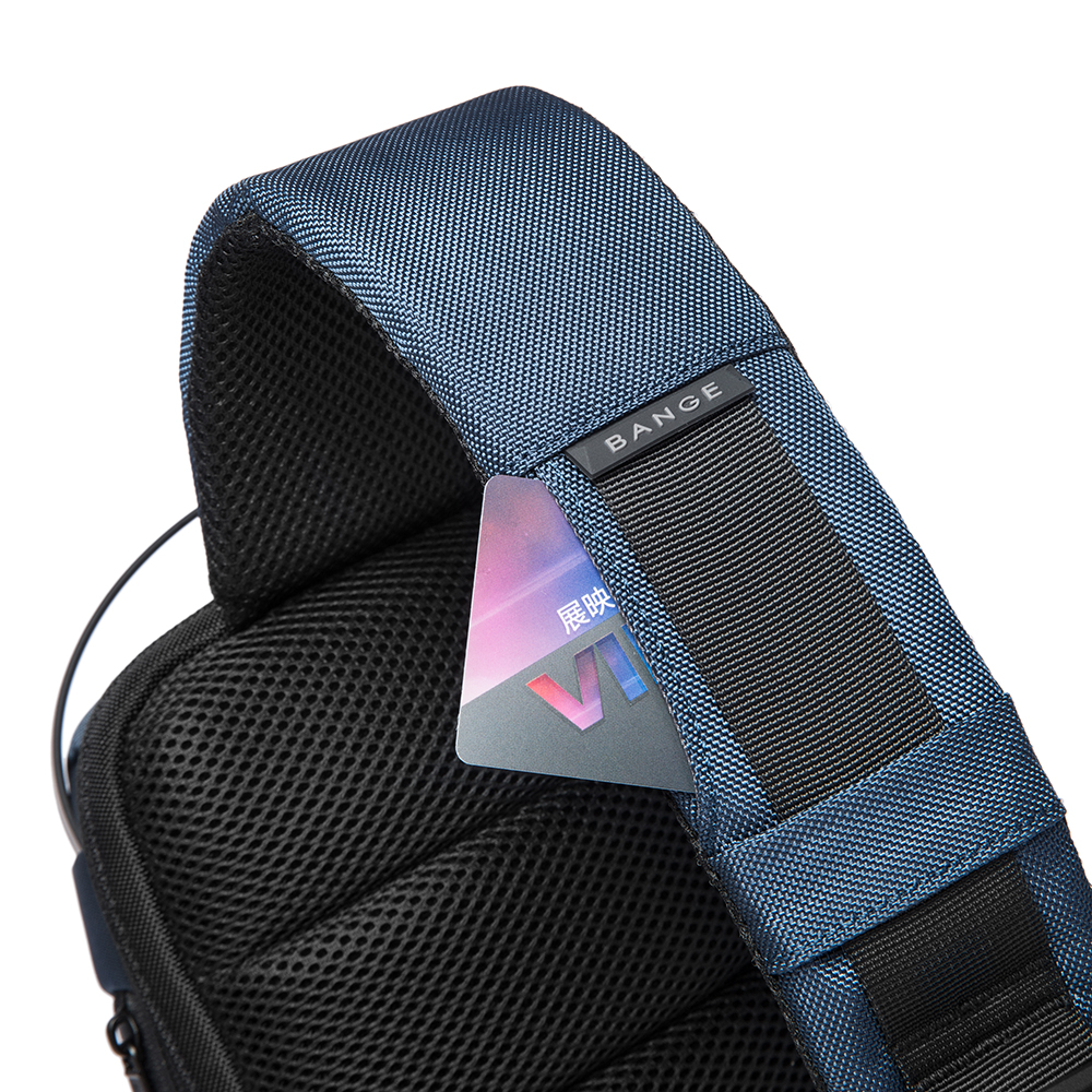 תיק צד נגד גניבות עמיד במים עם נעילה TSA וכבל USB מובנה לטעינה ניידים יוניסקס צבע כחול מבית המותג BANGE - תמונה 4