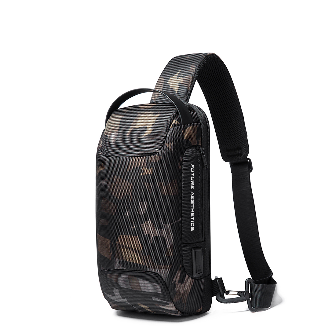 תיק צד נגד גניבות עמיד במים עם נעילה TSA וכבל USB מובנה לטעינה ניידים יוניסקס הדפס מנומר מבית המותג BANGE