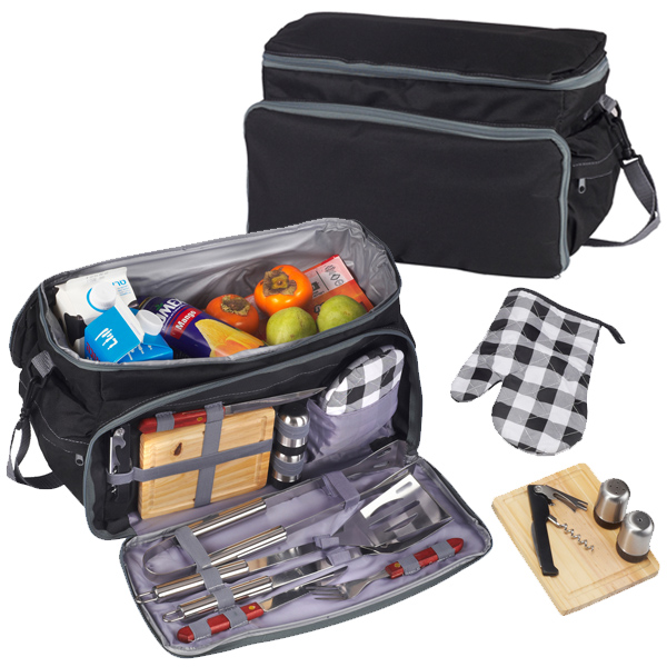 "COOLER GRILL" צידנית 20 ליטר משולבת עם ערכת מנגל ופיקניק