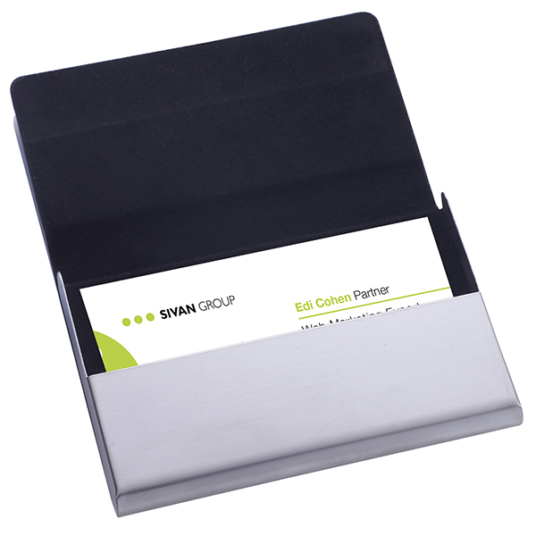 "ויזיט" קופסא לכרטיסי ביקור דמוי עור / מתכת - תמונה 3