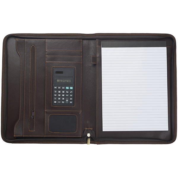 מכתבית כריכת PU דמוי עור A4 ידיות נשלפות עם מחשבון - תמונה 4