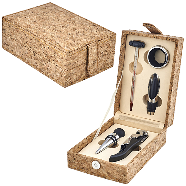 מארז אביזרים 5 חלקים ליין באריזת מתנה עץ שעם