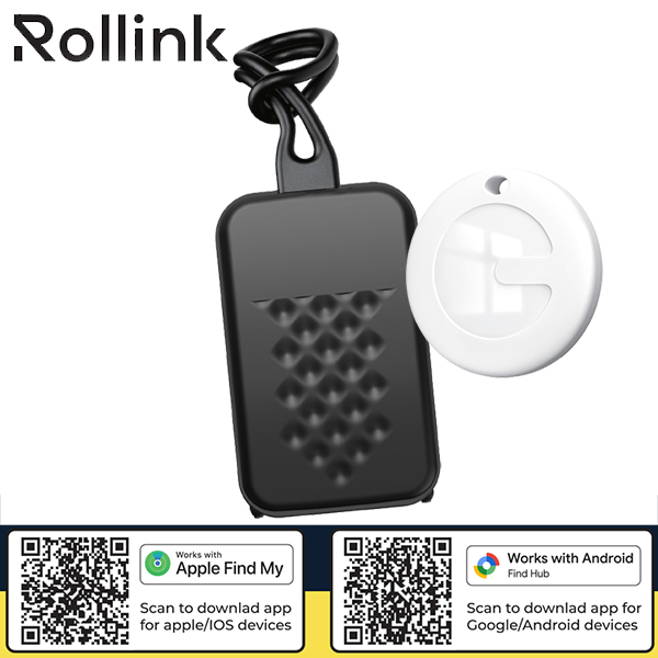 ROLLTAG תג מזוודה עם תג איתור חכם שתואם גם ל-iOS וגם ל-Android (מוסמך Apple ו-Google) מבית המותג Rollink