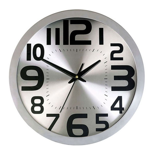 שעון קיר זכוכית מסגרת אלומיניום קוטר 36 ס"מ