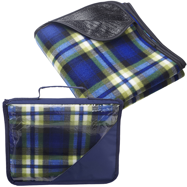 שמיכת פיקניק מתקפלת בנרתיק נשיאה כחול איכותי