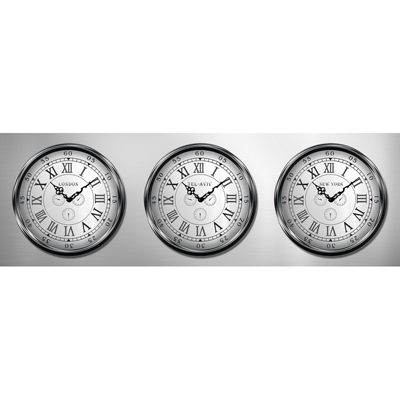 שעון קיר אנלוגי קנבס בינלאומי Tel-Aviv London New York אפור